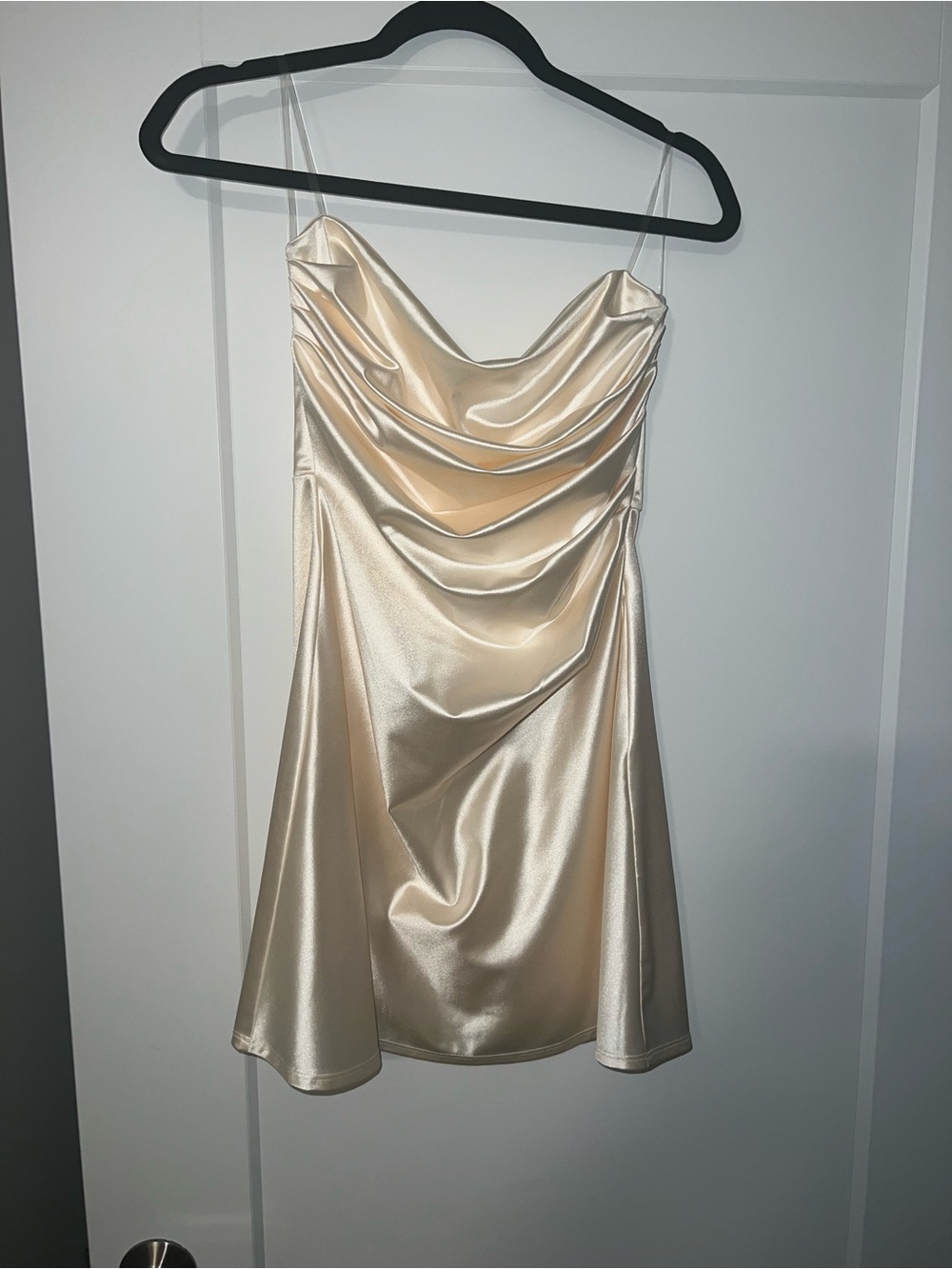 Satin Cowl Neck Slip Dress in Champagne